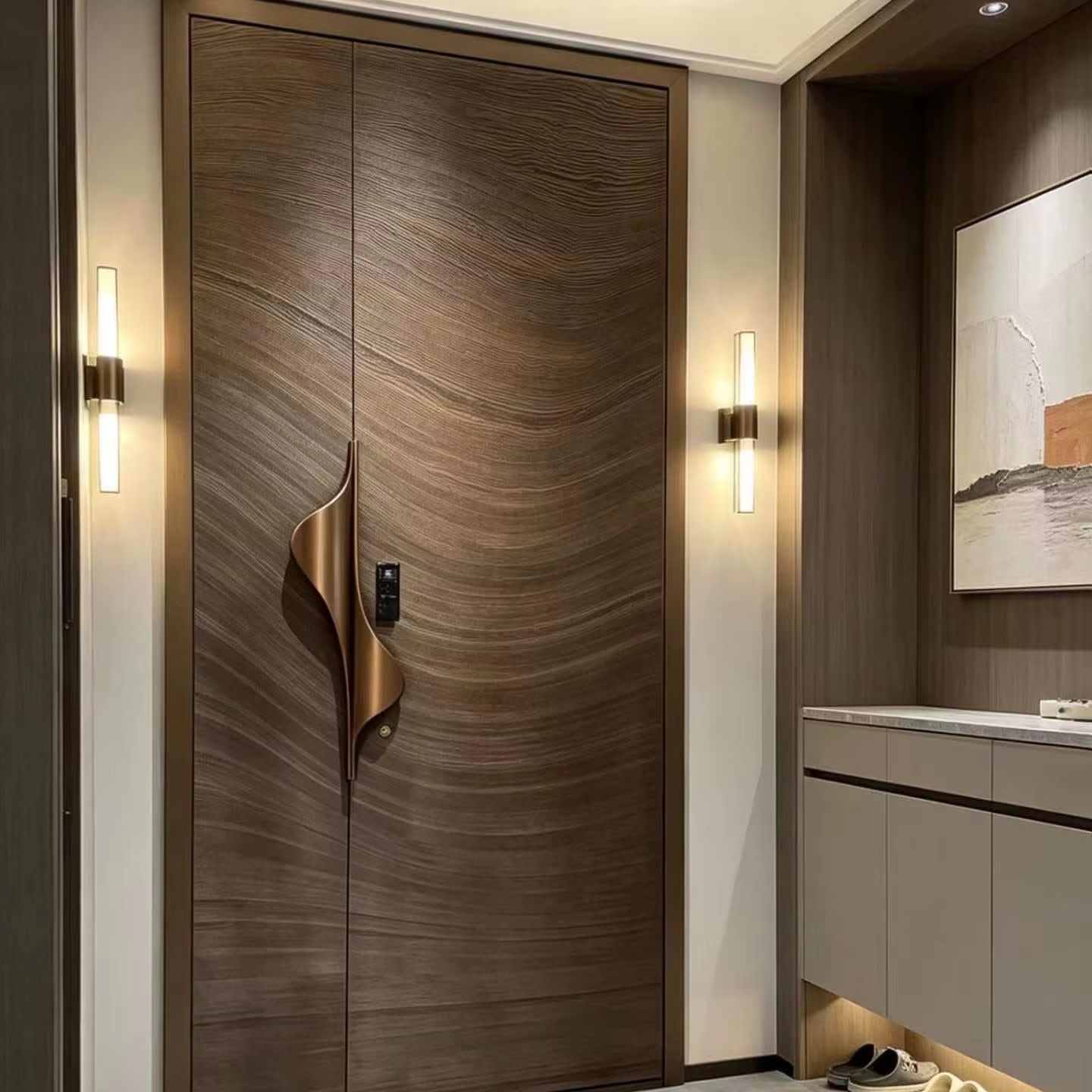 Hot Sale Modern Aluminum Entry Door with Large Glass Panel for Seaside Villa