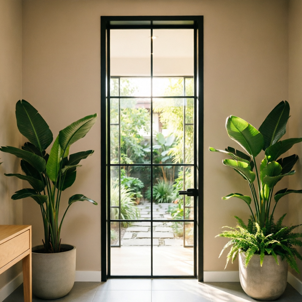 Bespoke Minimalist Narrow Profile Aluminum Swing Door Silent Waterproof Anti-mildew Tempered Steel Glass Apartment Bathroom