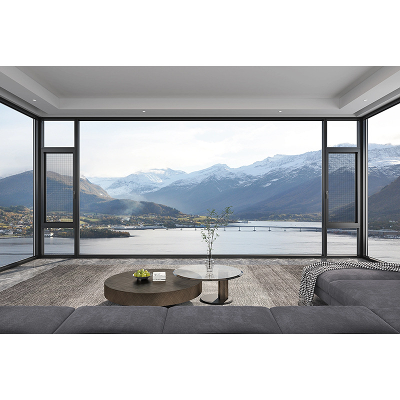 Custom-made Minimalist Swing Soundproof Insulated Thermal-break Aluminum Alloy Bay-window Doors/windows for Home-use Living Room