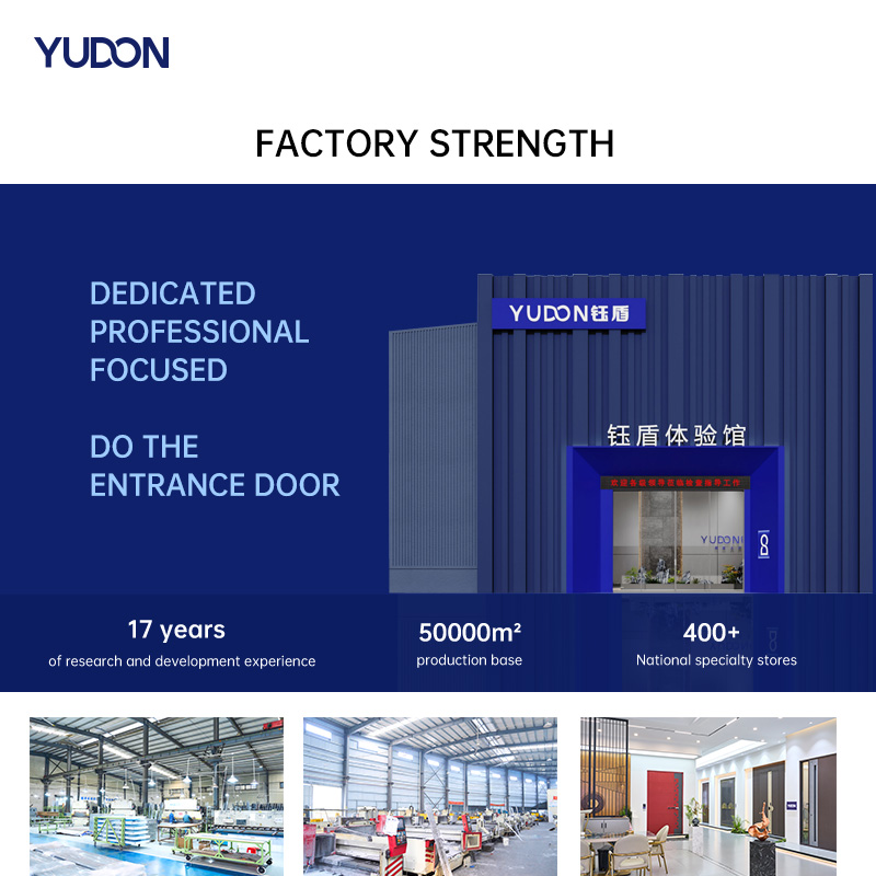 YUDON DOOR Aluminium Armored Door Reinforced Entry Door with Wood Grain Panel Anti Rust Hurricane Proof for Luxury Home Projects