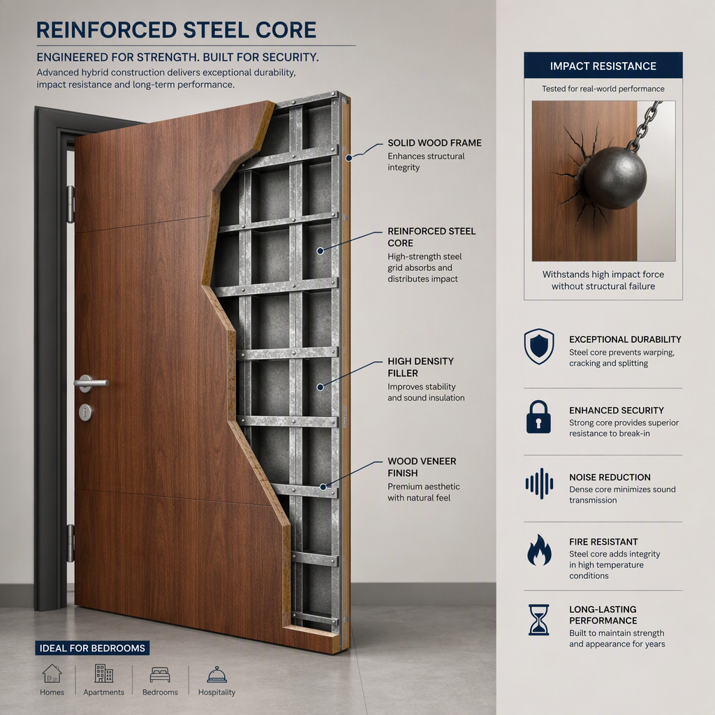 Customized Aluminum-Wood Armored Interior Door High Security Thermal Insulation for Luxury Villa and Hotel