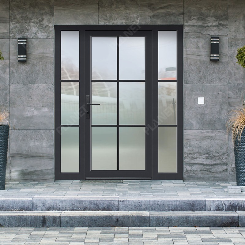 Custom Commercial Entry French Doors Glass Double Front Aluminum Door Exterior Patio French Doors Modern Gate Design for Home