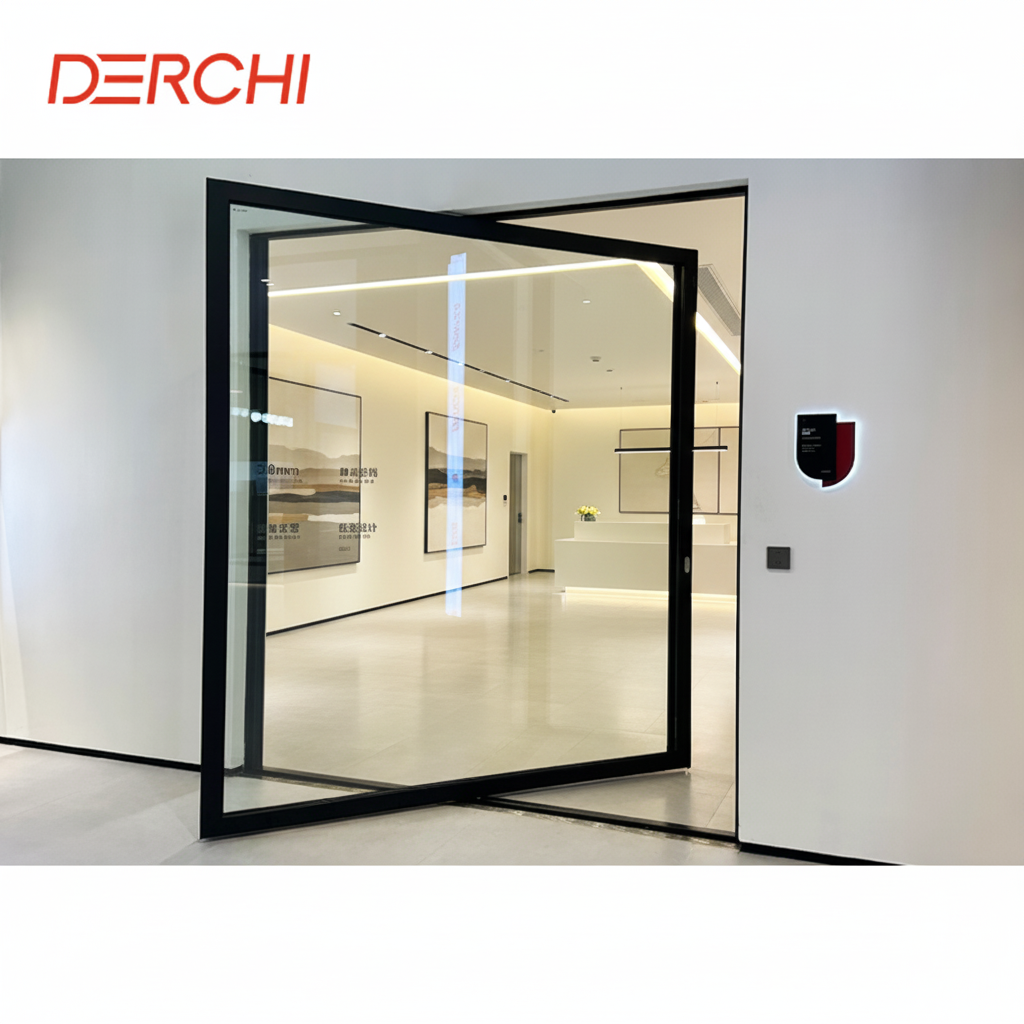 DERCHI Security Luxury Aluminum Pivot Door Heavy Duty Thermal Break Large Glass Aluminum Pivot Door for Modern House