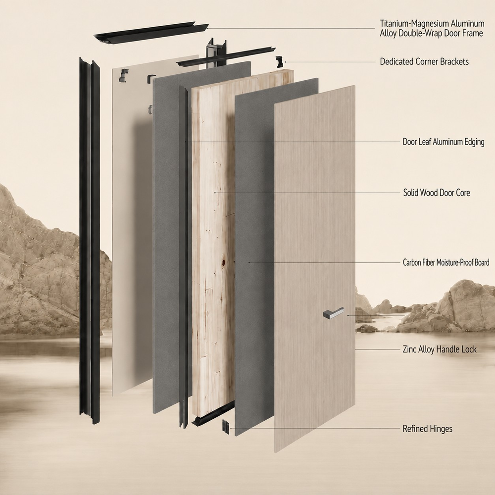 Factory Supply Wood Aluminum Door Superior Waterproof and Fireproof with Laminated Panel for Bedroom Project and Dormitory