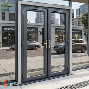 Topbright Modern Aluminum Frame Storefront Entry Door Double Glazed Glass Commercial Doors