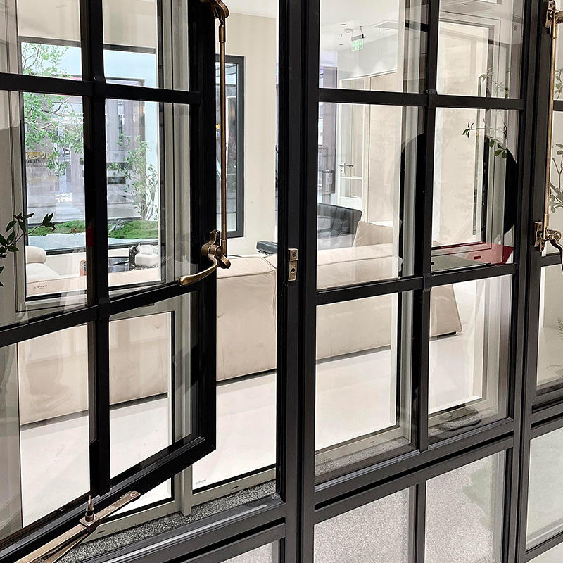 French-style Swing Aluminum Alloy Soundproof Casement Window Arched Lattice Skylight Partition for Bedroom Study Home Use