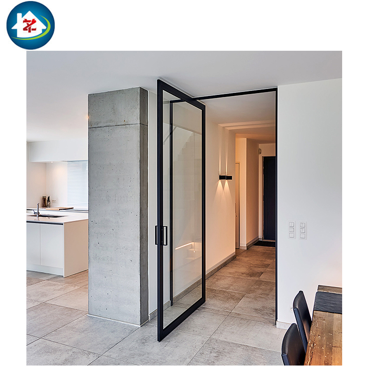 Modern Pivot Front Doors for Houses Aluminum Frame Glass Pivot Door