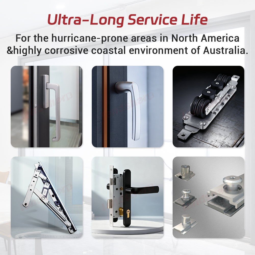 Landsharp European French Style Black Aluminium Glazed Sash Sliding Windows Aluminum Double Hung Window Hung Window