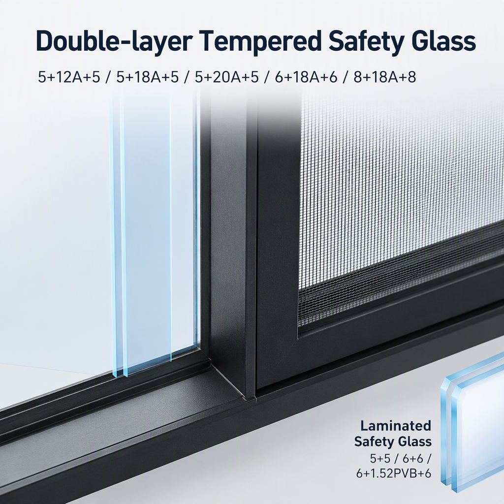 Thermal Break Aluminum Casement Window Sliding Door Panoramic Glass Window Custom Aluminum Window and Sunroom