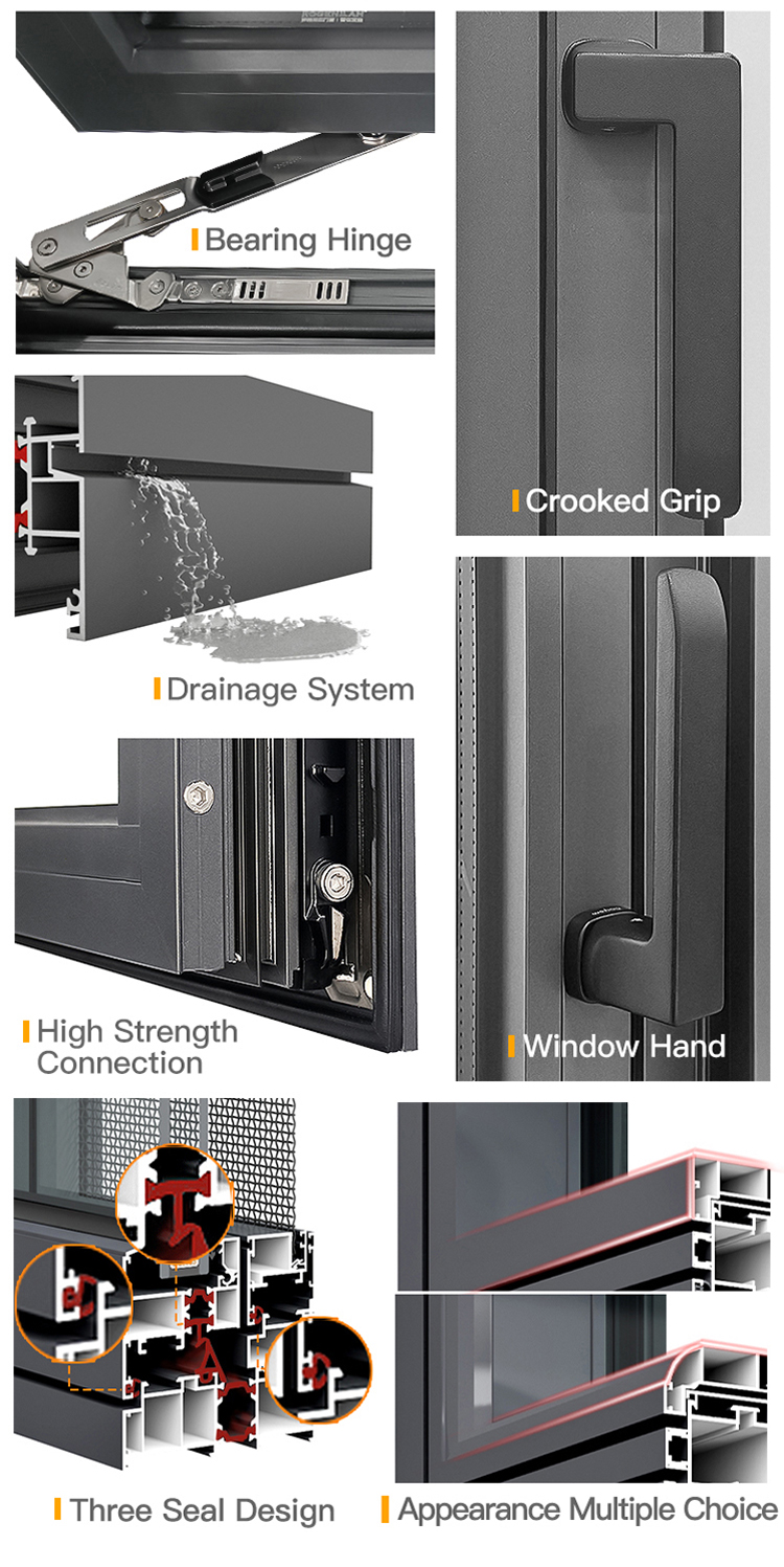 AS2047 Australian Standard Aluminium Alloy Double Glazed Glass Door and Aluminum Casement Window
