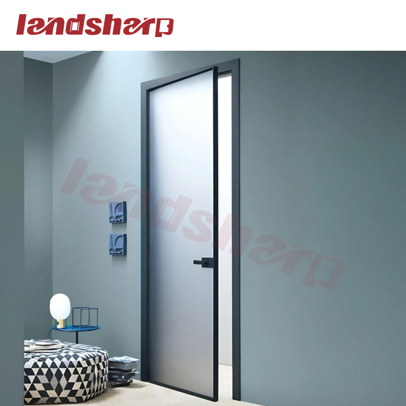 Landsharp New Design Bathroom Narrow Frame Casement Aluminium Interior Glass Door Aluminium Toilet Metal Entry Door