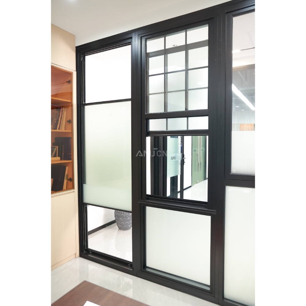 AMJ NFRC Aluminum Double Hung Windows With Decorative Grilles Colonial Style Vertical Sliders For Traditional Villa