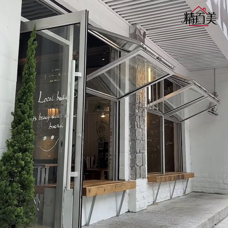 Shop Front Folding Window With Welded Aluminum Frame Glass Leaves Projecting Outward Modern Design Customized Size Wholesale