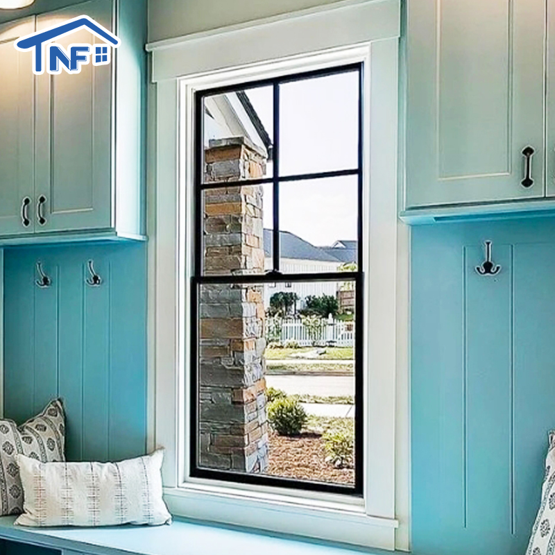 Custom NFRC Modern Waterproof Aluminium Double Glass Sash Window Single Double Hunge American Vertical Tilt Sliding windows