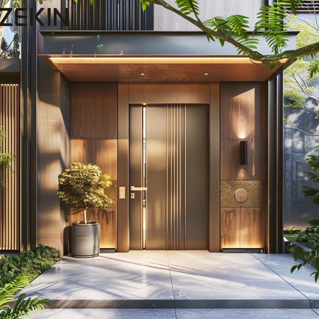 ZEKIN Modern American Design House Heat Insulation Fire Prevention Luxury Entrance Pivot Door House Front Entry Doors
