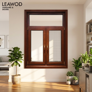 Custom Window Factory Inward Open Aluminum Alloy Clad Wood Double Glass Solid Wooden Swing Casement Windows with Screen