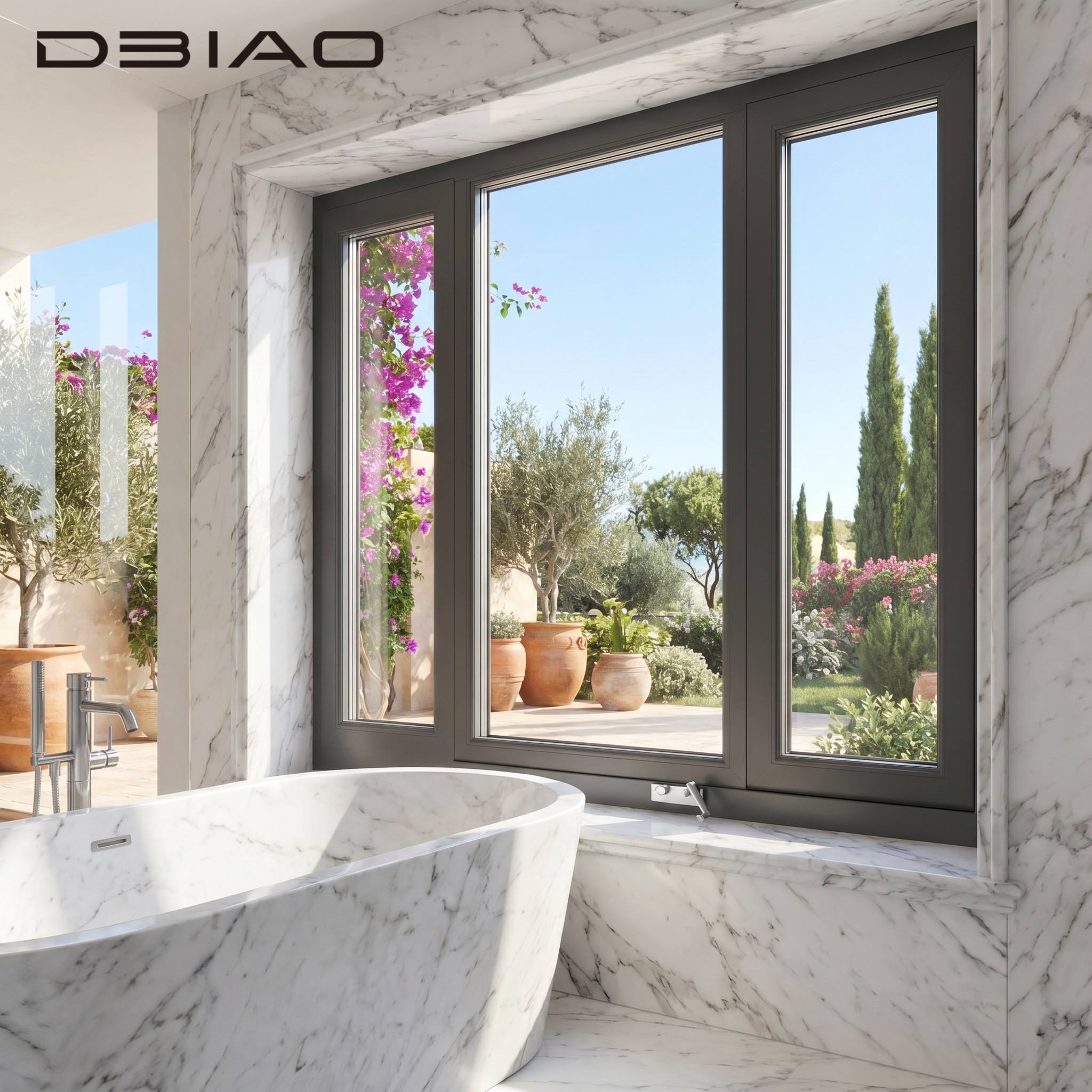 Soundproof Aluminum Alloy Waterproof Crank Casement Windows Double Glazed Thermal Break Minimalist Design for Kitchen Hotel