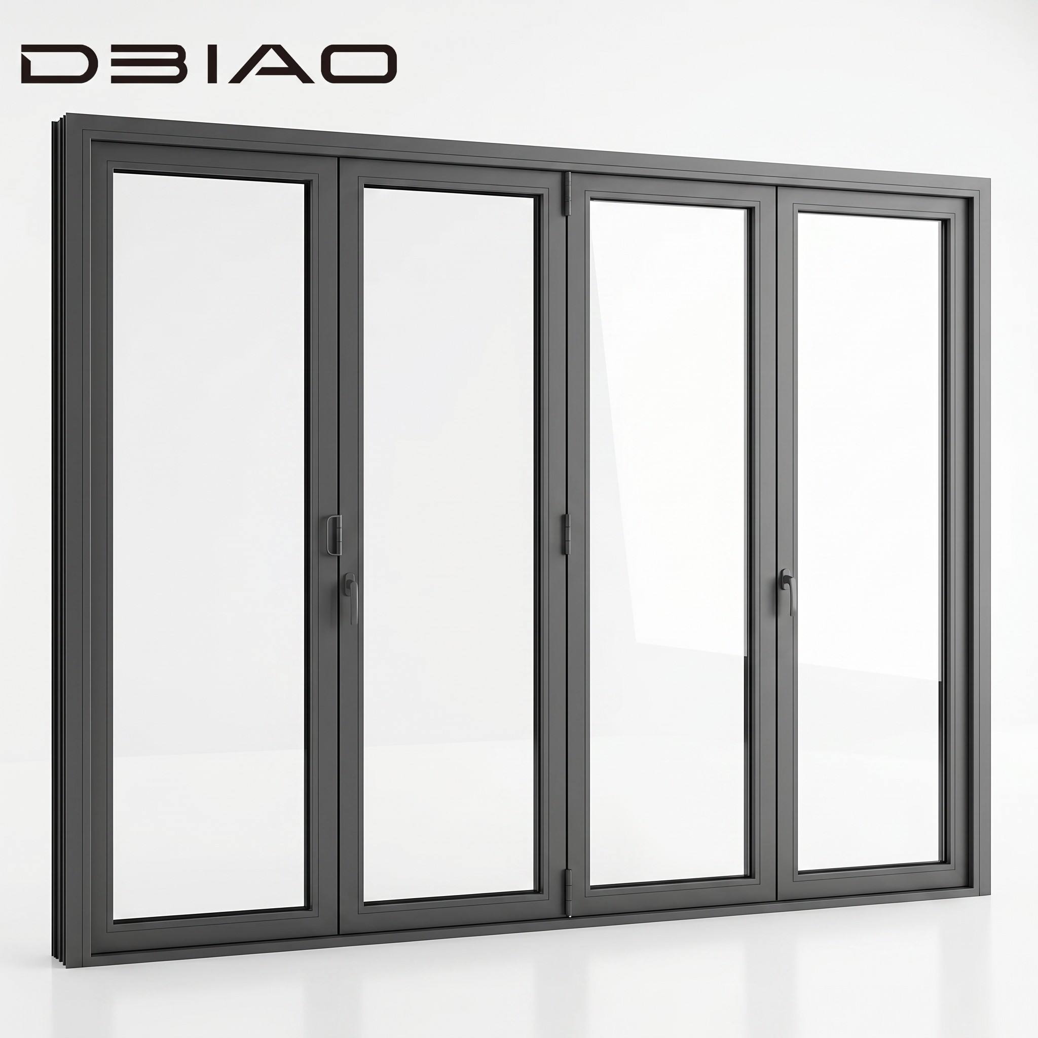 DBIAO Luxury Modern Slim Frame Aluminum Tempered Glass Folding Door Soundproof Bi-fold Doors for Exterior Balcony Patio