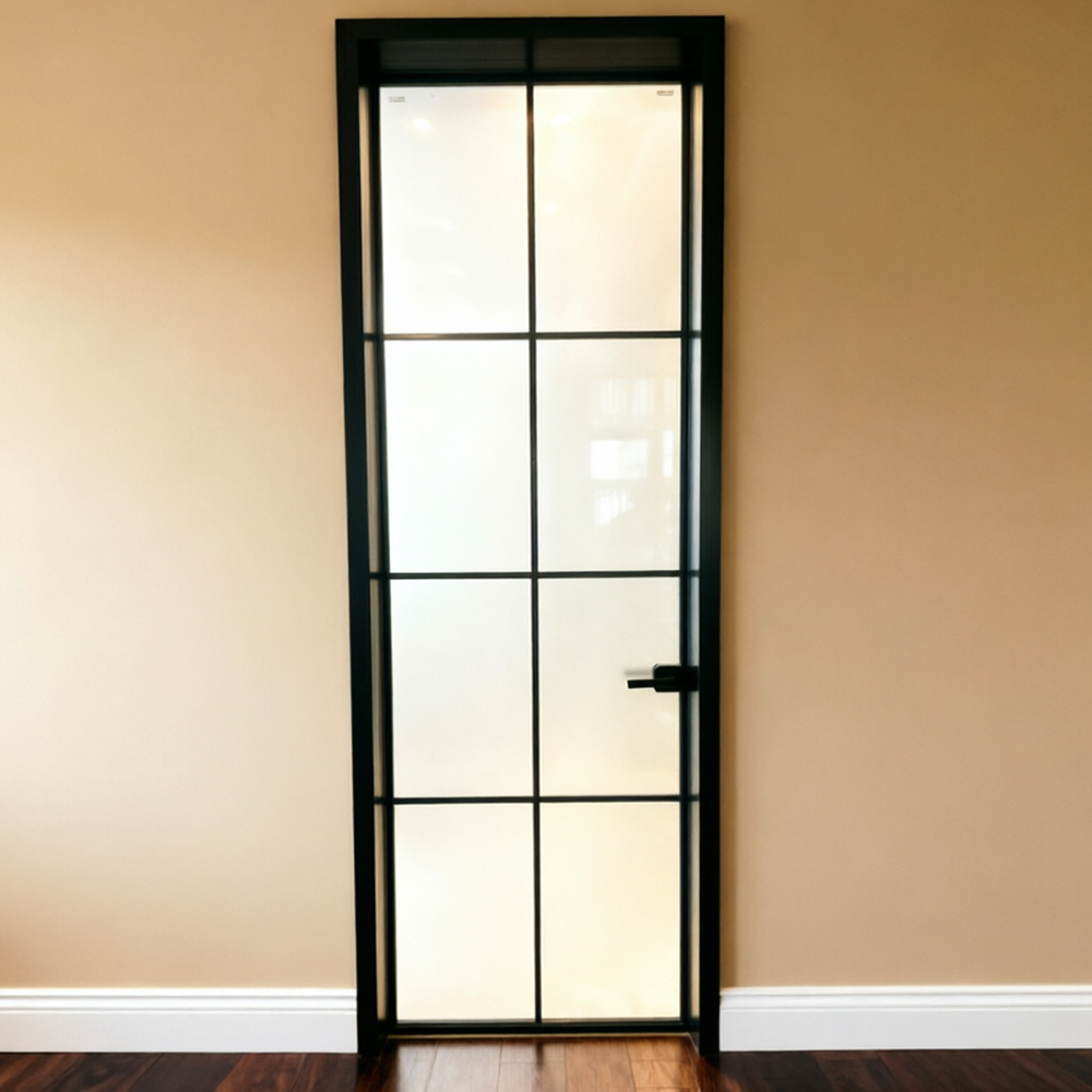 Bespoke Minimalist Narrow Profile Aluminum Swing Door Silent Waterproof Anti-mildew Tempered Steel Glass Apartment Bathroom