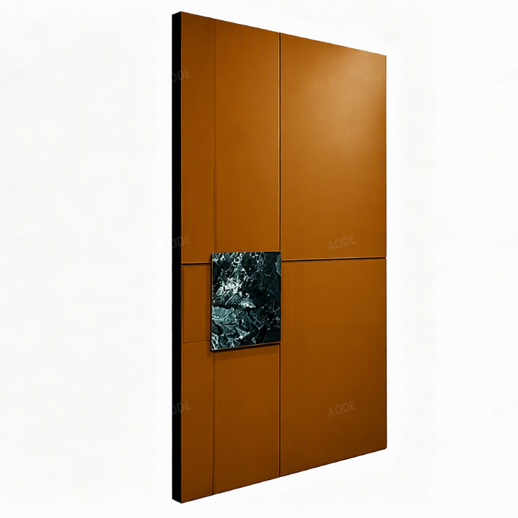 Modern Minimalist Aluminum Pivot Entry Door with Marble Inlay Waterproof Anti-Theft Exterior Hotel Villa Security Door