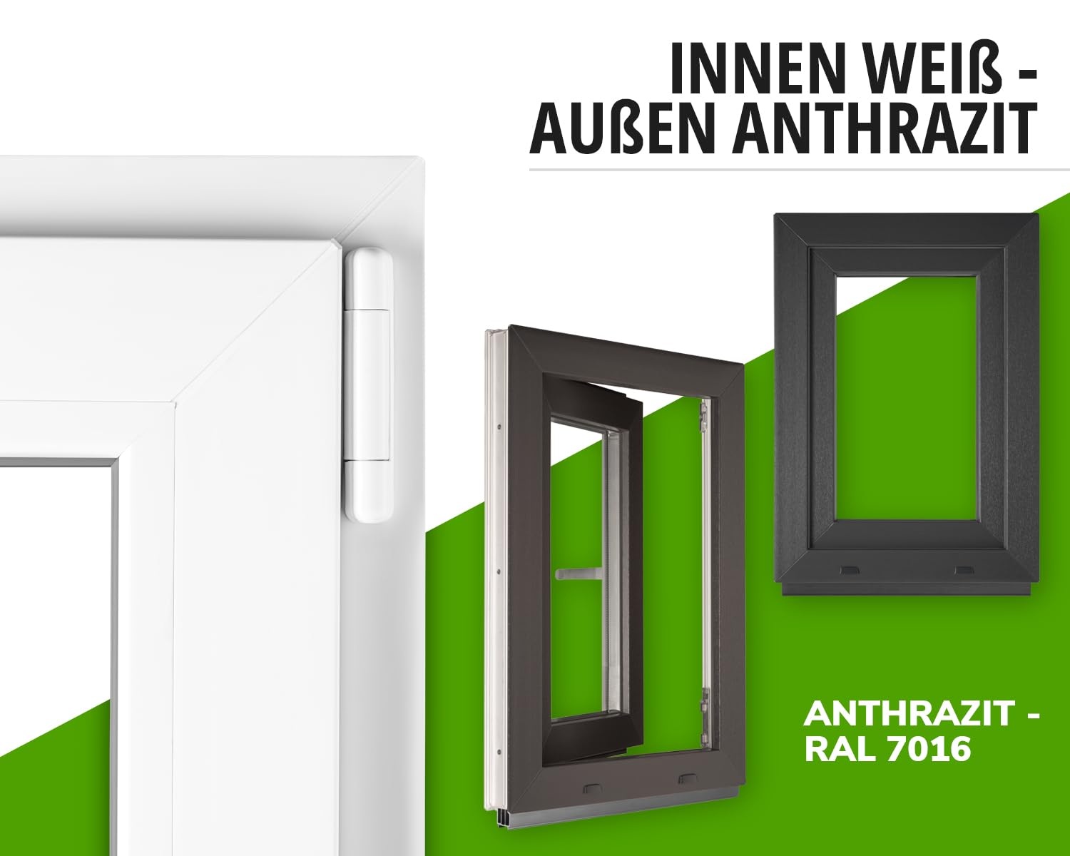Basement Window DIN Left Outer Aluminum Anthracite White Interior Horizontal Double Glazing 32mm Heat Protection Sound