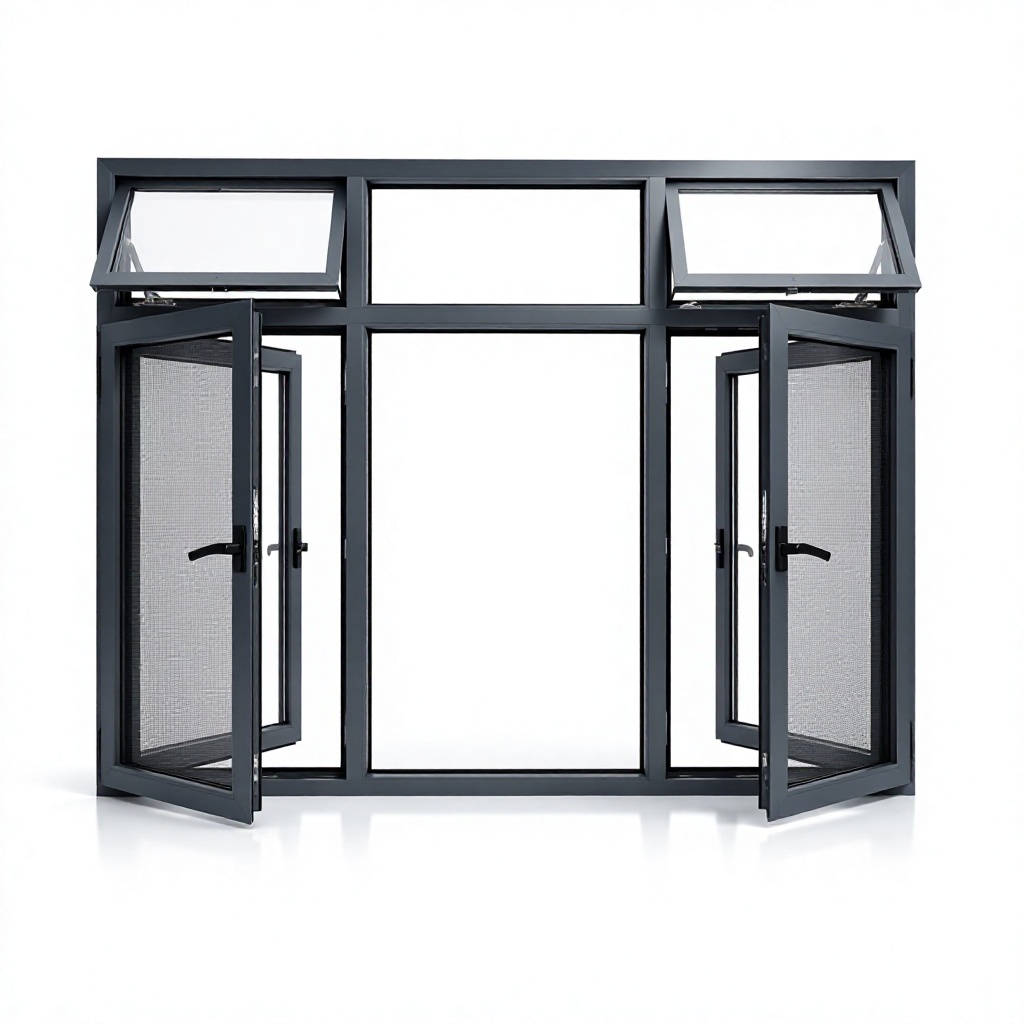120 Series Casement Window Thermal Break Aluminum Magnesium Alloy Fixed Center Sash Double Side Opening Top Hung Inward Tilt