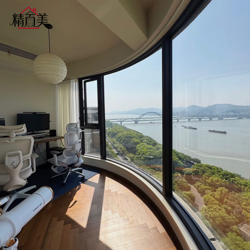 Full Arch Customized Curve Half Round Straight Leg Segment Head One Profile Family Consistent Curved Window for Villa Facade