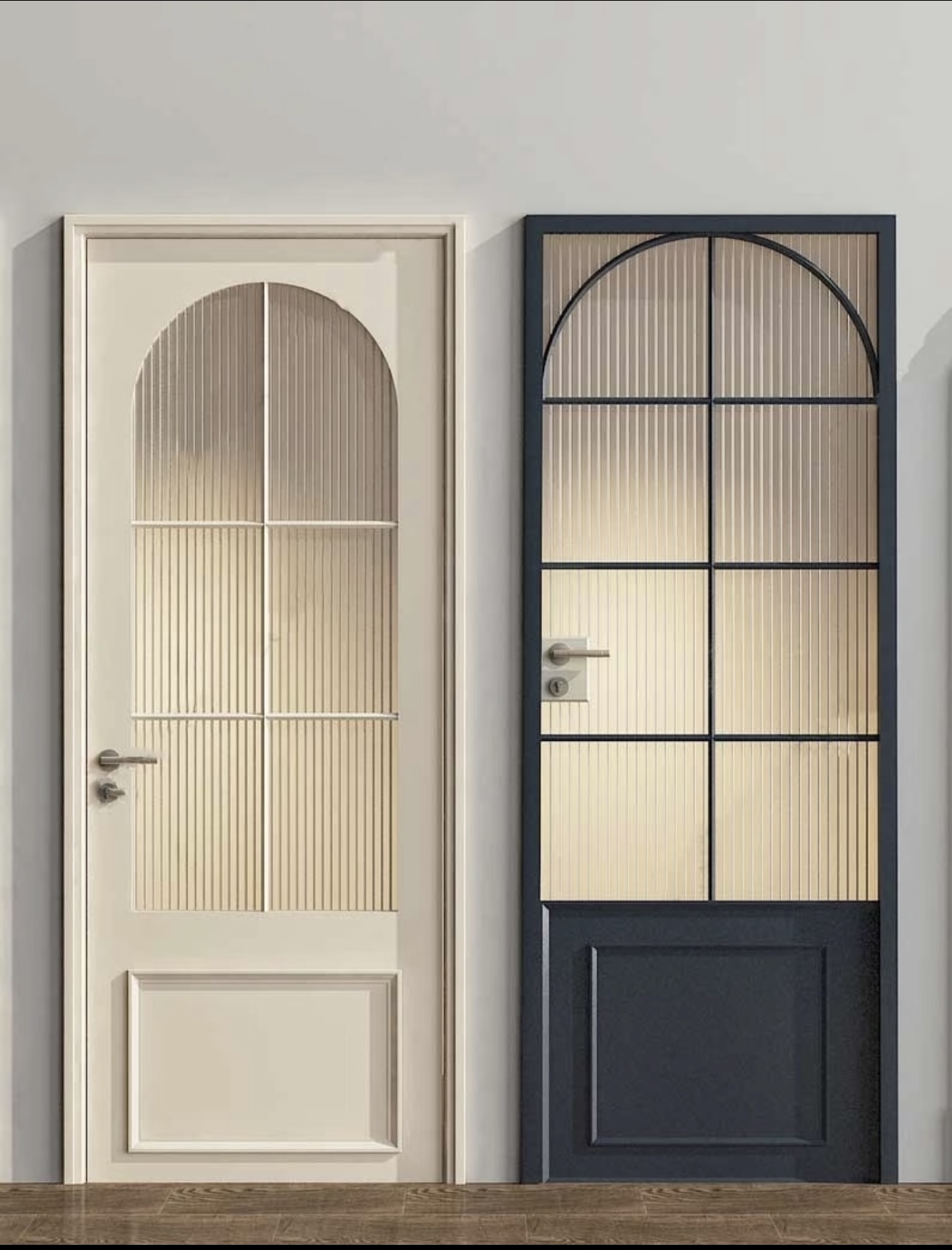 Minimalist Crittall Style Aluminum Interior Door Single Glazed Waterproof Bathroom Door for Luxury Villa and Hotels
