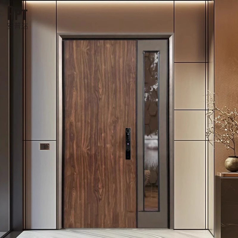 Luxury Aluminum Glass Anti-Theft Pivot Entry Doors Modern Exterior Door Design for Villa and Hotel Main Entrance