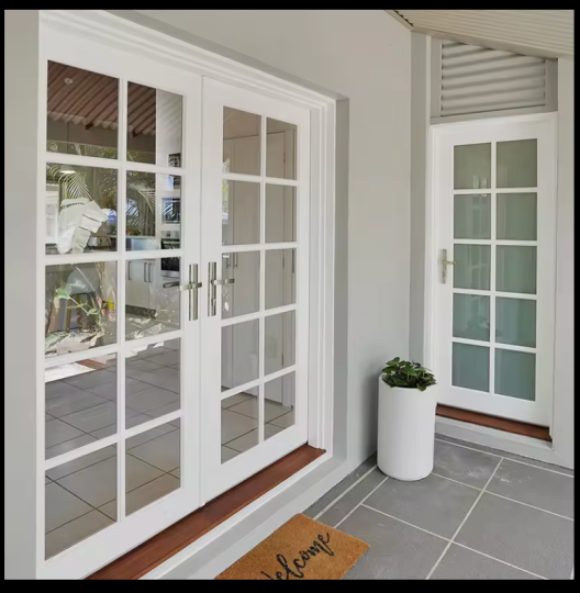 Beigeman European Interior Exterior Aluminum Swing Single Double Glazed French Style Retro Frosted Flush Glass Casement Door