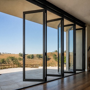 Modern Aluminum Foldable Bi-Fold Doors with Double Glazed Glass Waterproof for Exterior Use in Home Villa Courtyard