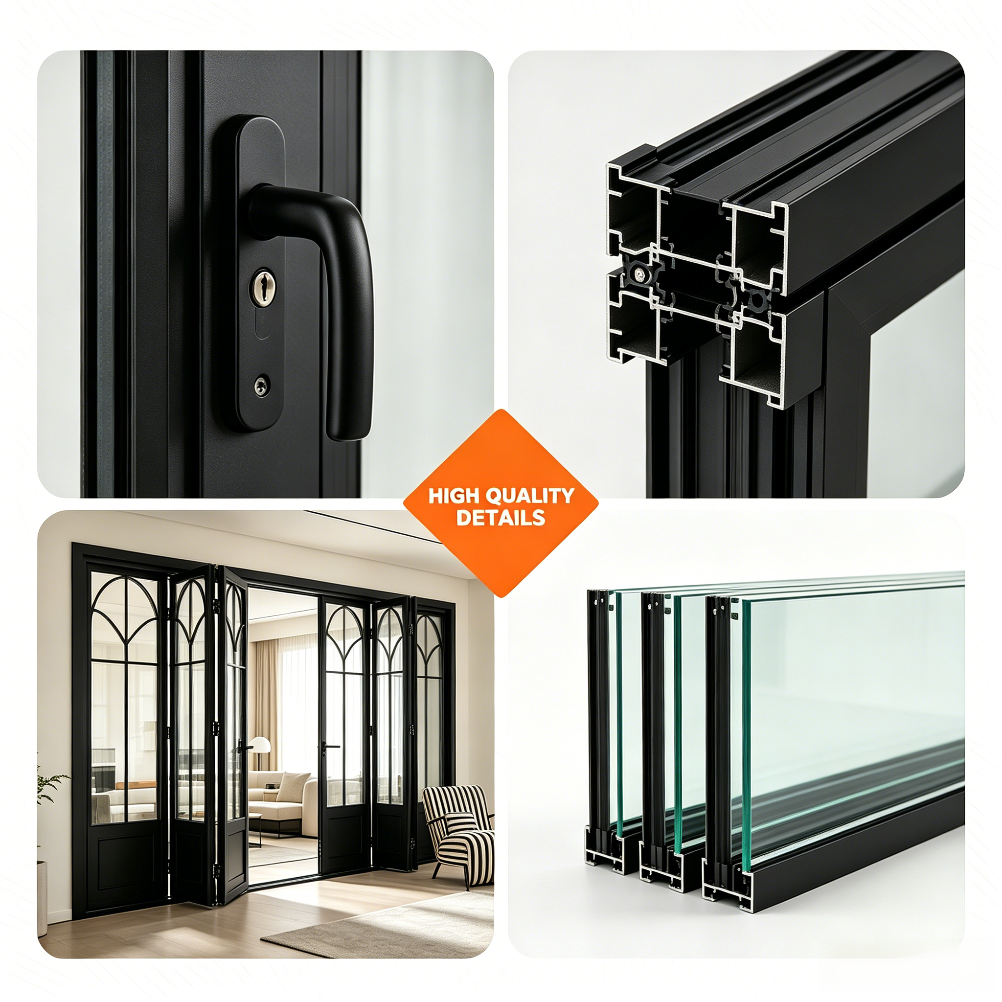 Independent Pass Sash Aluminum Folding Window Double Tempered Glass Multi Seal Gasket for Shop Front