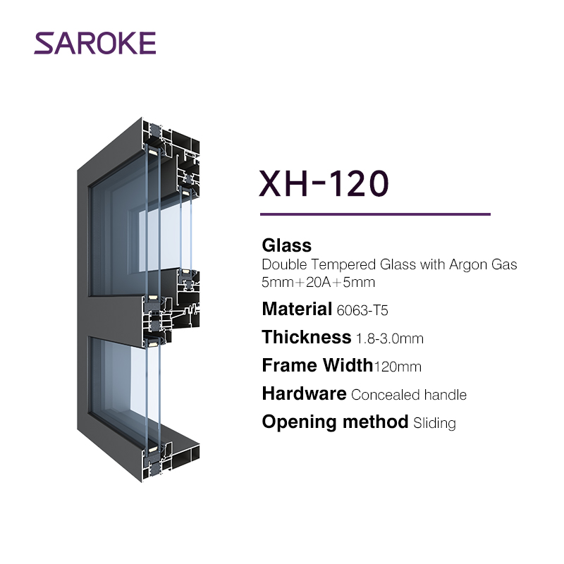 Custom Windows and Doors Double Glazed Soundproof Glass Windows Hurricane Impact Resistant Aluminium Sliding Window