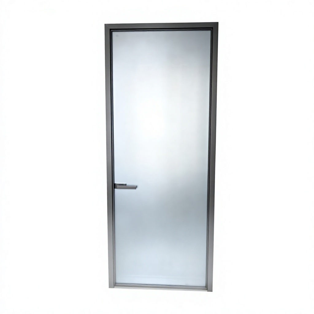 Aluminum Alloy Glass Flat Door with Minimalist Design Side Opening for Interior Use in Bathroom and Laundry