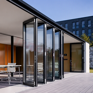 Landsharp Double Glass Exterior Front Residential Entry Doors Balcony Accordion Aluminum Bifold Door