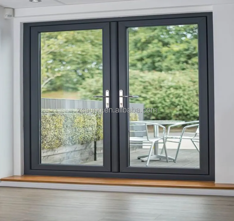 Manufacturer Custom Size Casement Entry Aluminium Doors with Tempered Glass Panel Soundproof Waterproof Design for Modern Patio