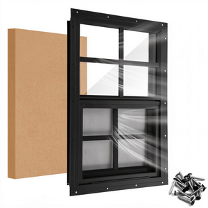 Flush Mount Sliding Window Aluminum Grey Tempered Glass Postmodern Design