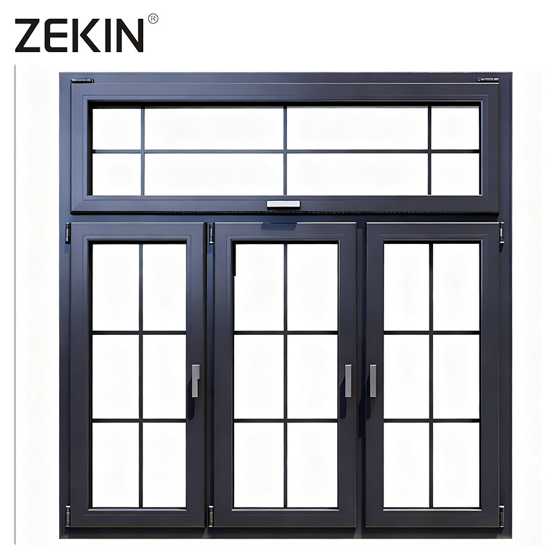 ZEKIN NFRC AS2047 Hurricane Proof Wind Resistant Double Glass windows Aluminum Outward Swing Casement Window USA House Villa